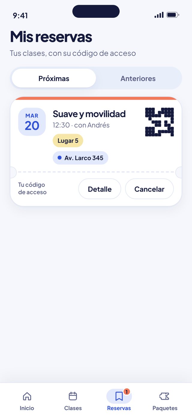 Pantalla «Mis reservas» de la app Aire. Tickets con código de acceso, para mostrar al llegar.