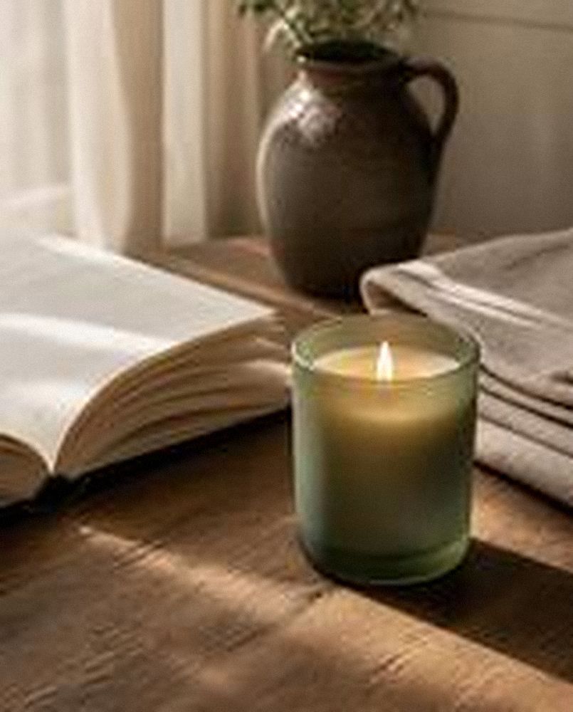 Vela junto a un libro abierto